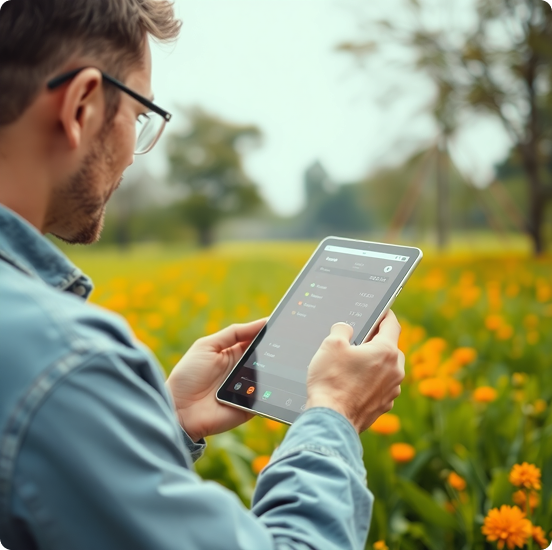 Person using a tablet for data collection